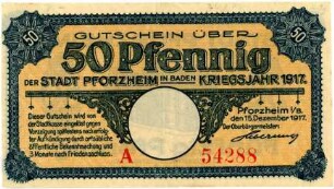 Geldschein / Notgeld, 50 Pfennig, 15.12.1917