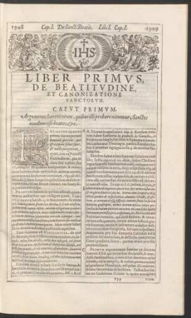 Liber Primus, De Beatitudine, Et Canonizatione Sanctorum.