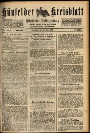 Erste Ausgabe vom Samstag, den 25. Juli 1925.