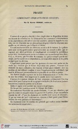 Projet comprenant cinquante-trois cellules, par M. Hector Horeau, architecte