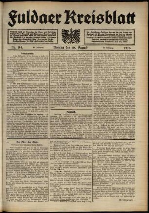 Ausgabe vom Montag, den 26. August 1912.