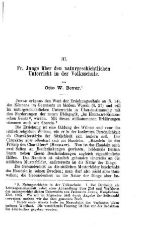 Fr. Junge über den naturgeschichtlichen Unterricht in der Volksschule
