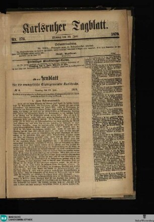 Karlsruher Tagblatt, Kirchenblatt für die evangelische Stadtgemeinde Karlsruhe No. 6