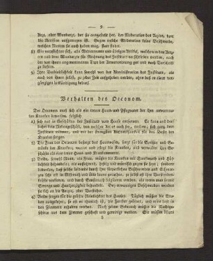 Verhalten des Oeconom