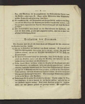 Verhalten des Oeconom