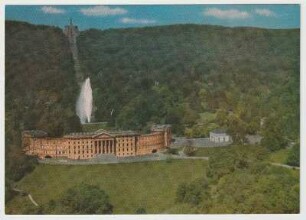 Kassel-Wilhelmshöhe, Herkules mit Schloß Wilhelmshöhe und großer Fontäne