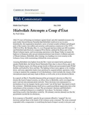 Hizbollah attempts a Coup d'État