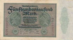 Zahlungsmittel / Reichsbanknote / Fünfhundertausend Mark