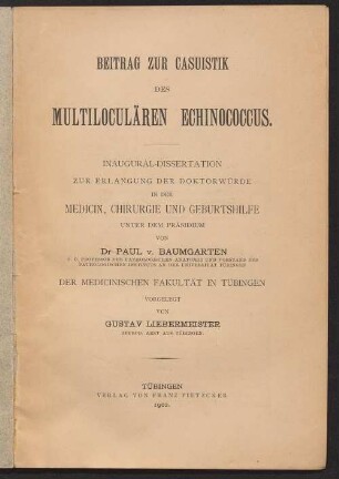 Beitrag zur Casuistik des multiloculären Echinococcus