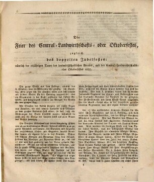 Feyer des Central-Landwirthschafts- oder Oktoberfestes im Jahre .... 1835