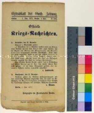 Kriegsdepesche des Norddeutschen Bundes über die Kriegsereignisse vom 27.-31.12.1870 bei Moulineaux und am Mont Avron bei Paris