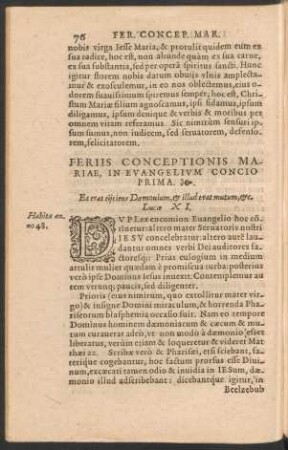 Feriis Conceptionis Mariae, In Evangelium ...