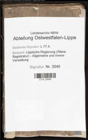 Lippische Städte ./. lippische Ritterschaft über die Kontribution (Abschriften), Bd. 1