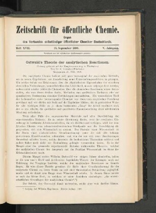 Ostwald's Thorie der analytischen Reactionen.