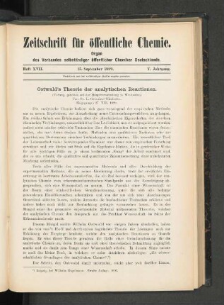 Ostwald's Thorie der analytischen Reactionen.