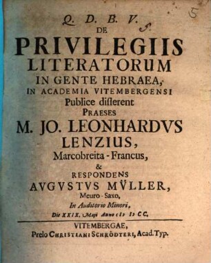 De privilegiis literatorum in gente Hebraea