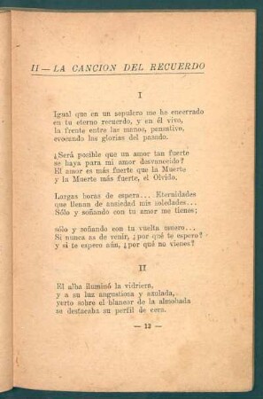 II - La canción del recuerdo