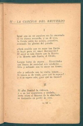 II - La canción del recuerdo