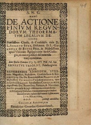 De actione finium regundorum : theorematum legalium decadem