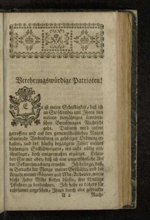 Verehrungswürdige Patrioten!