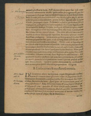 B. Lutheri vera & constans sententia.