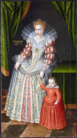 Kurfürstin Magdalene Sibylle von Sachsen (1586-1659) mit ihrem Sohn Christian von Sachsen-Merseburg