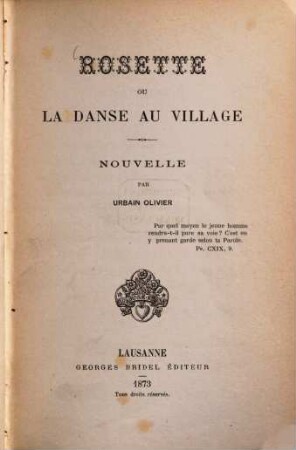 Rosette ou la danse au village : Nouvelle