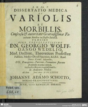 Dissertatio Medica De Variolis Et Morbillis