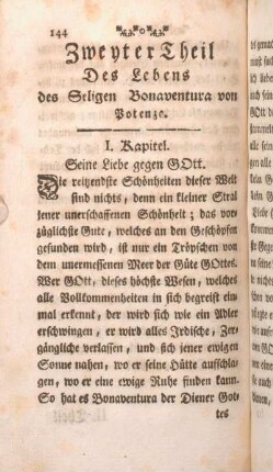 Zweyter Theil Des Lebens des Seligen bonaventura von Potenza. [Kapitel I - X]