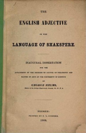 The English adjective in the language of Shakspere