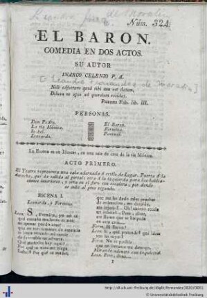 El barón : comedia en dos actos