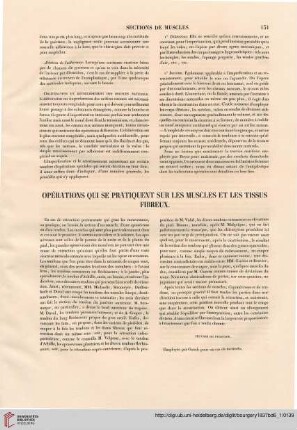 Opérations qui se pratiquent sur les muscles et les tissus fibreux