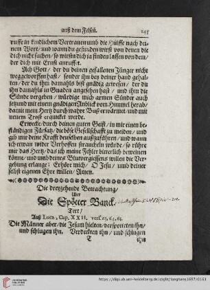 Die dreyzehende Betrachtung uber die Spötter Banck