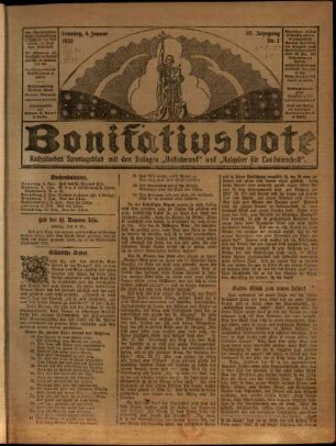 Erste Ausgabe vom Sonntag, den 04. Januar 1920.
