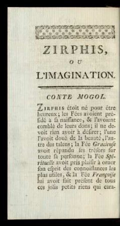 Zirphis, Ou L'Imagination.