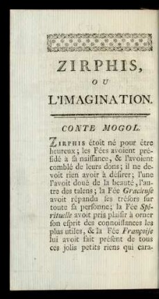 Zirphis, Ou L'Imagination.