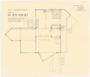 Schmitz-Häuser, Biberach/Riss Wohnhaus Werner Schmitz: Rohrführung der Heizung und der sanitären Anlagen im Hauptgeschoss 1:50