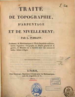 Traité de topographie, d'arpentage et de nivellement