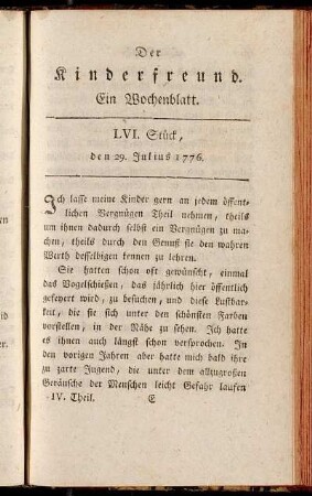 LVI. Stück, den 29. Julius 1776