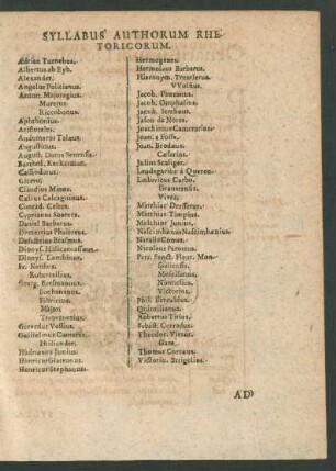 Syllabus Authorum Rhetoricorum.