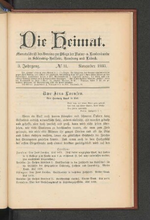 3. Jahrgang. No. 11. November 1893.