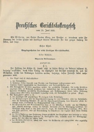Preußisches Gerichtskostengesetz vom 25. Juni 1895.
