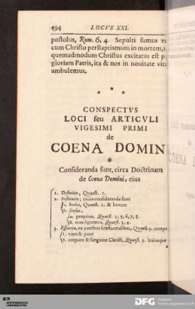 Locvs XXI. De Coena Domini.