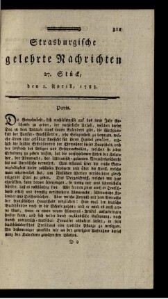 27. Stück, den 2. Aprill, 1783.