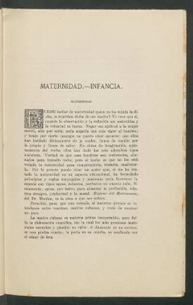 Maternidad. - Infancia.