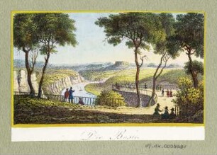 Ansicht der Bastei in der Sächsischen Schweiz, Lithografie, um 1840 : Die Bastei. [S.l.], [um 1840]. - 1 Kunstbl. : Lithogr. ; 8,0 x 5,5 cm.