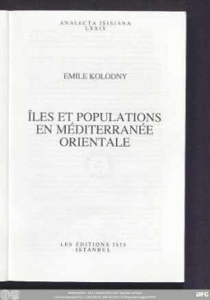 Îles et populations en Méditerranée orientale