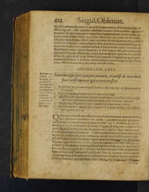Observatio LXXX. Interdum praesumi pro procuratore, etiamsi de mandato siue constitutione ipsius non constet.