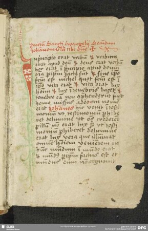 1r-1v: Anfang des Johannes-Evangeliums (Io 1,1-14), lat.