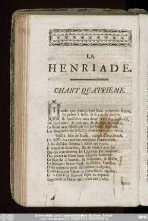 La Henriade. Chant Quatrieme.